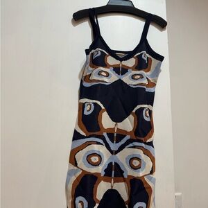 Alexis Black and Tan Spaghetti Strap Slip Mini Dress